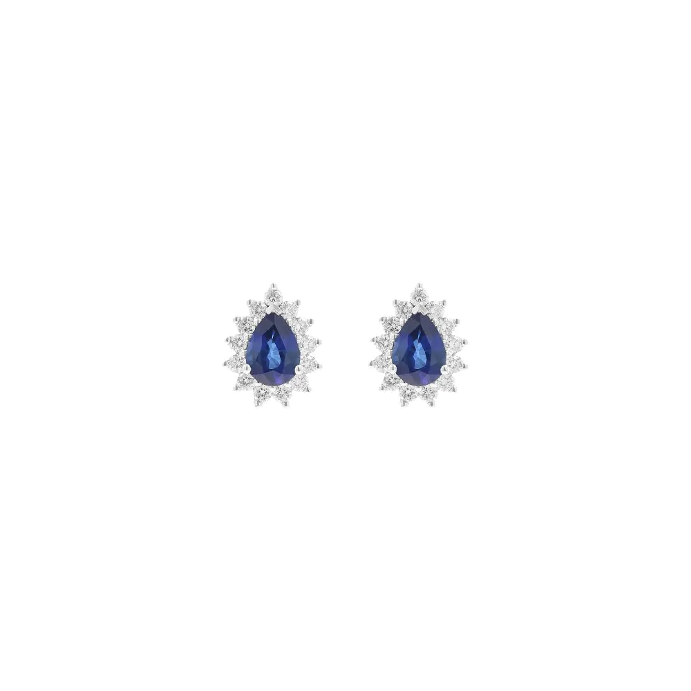 18ct White Gold Pear Cut Sapphire Stud Earrings
