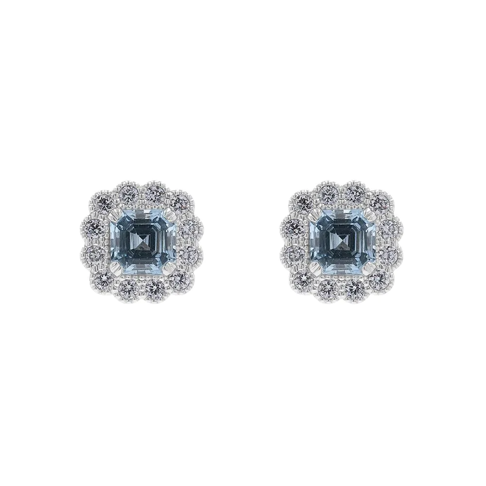 18ct White Gold 1.13ct Aquamarine and Diamond Earrings