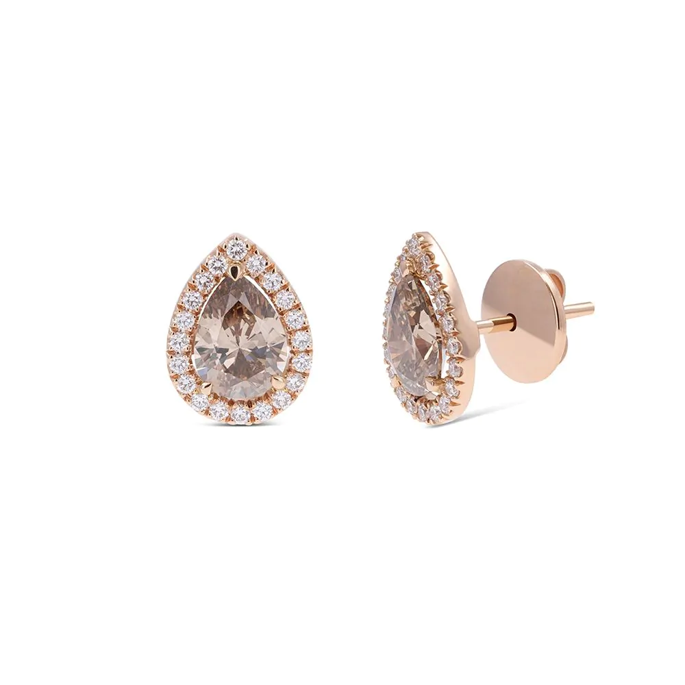 18ct Rose Gold 2.04ct Brown Diamond Stud Earrings