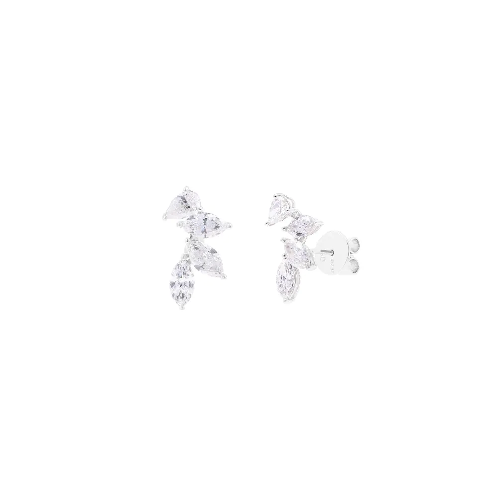 18ct White Gold Marquise & Pear Cut Diamond Stud Earrings