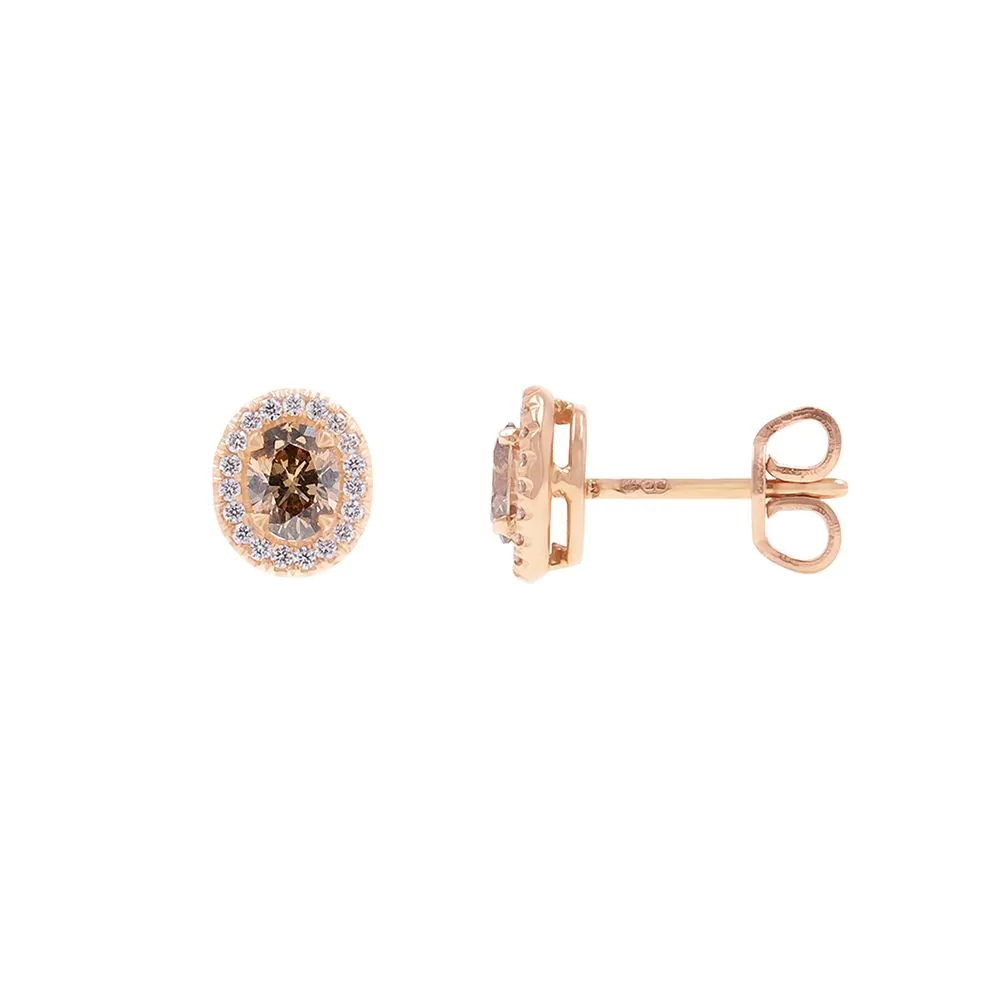 18ct Rose Gold 0.73ct Chocolate Diamond Set Stud Earrings