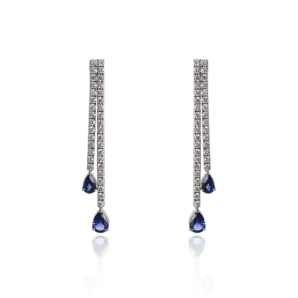 18ct White Gold 2.32ct Sapphire and Diamond Earrings