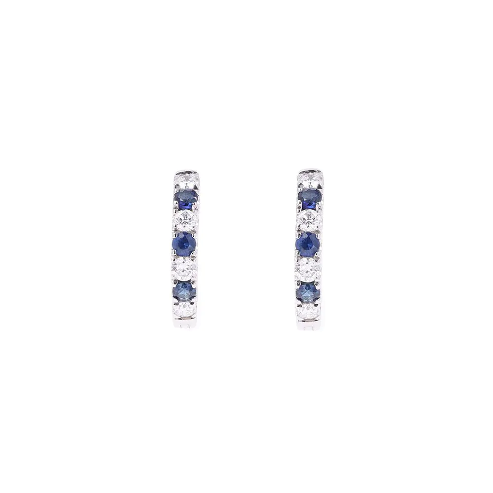 18ct White Gold Sapphire and Diamond Hoop Earrings