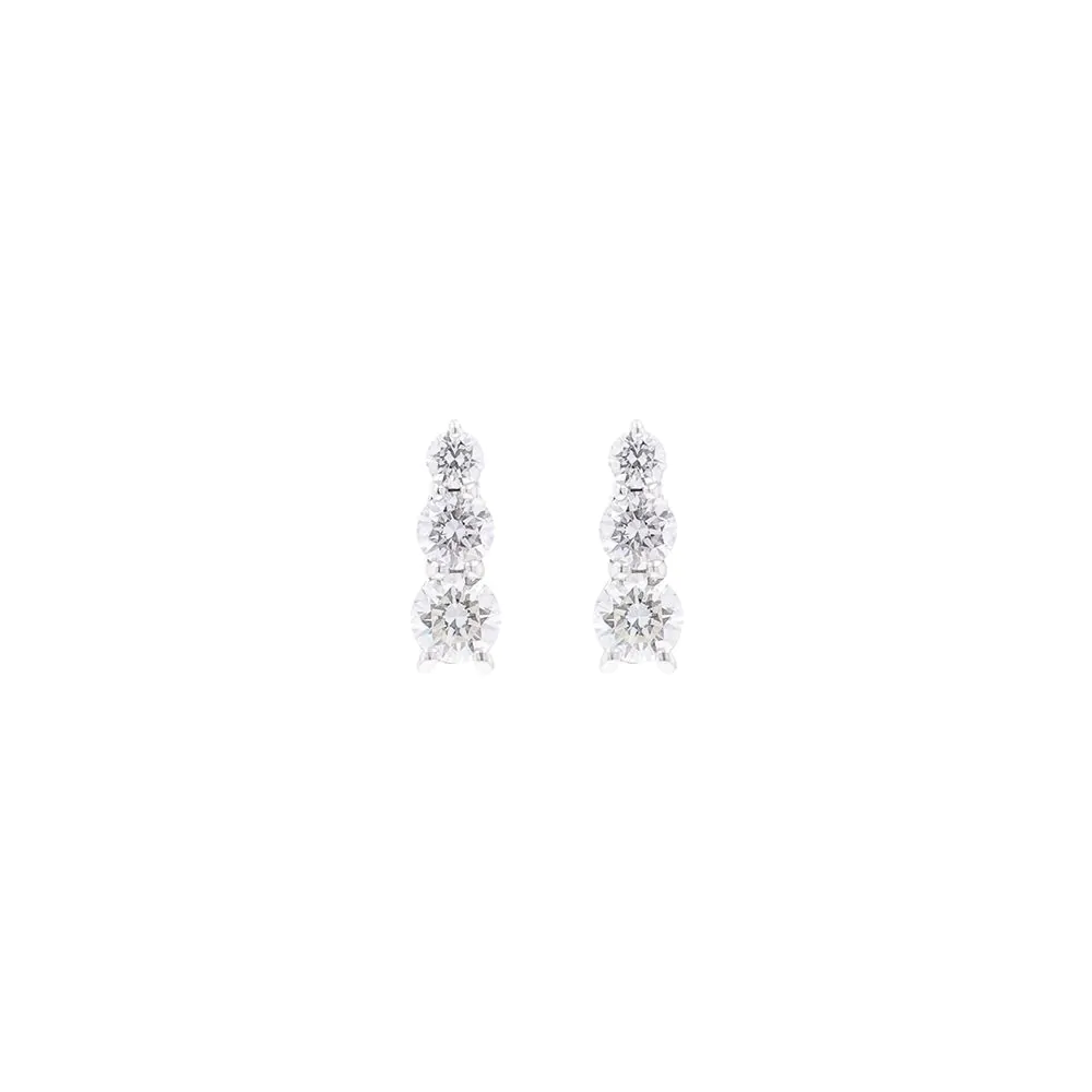 18ct White Gold Brilliant Cut Diamond Drop Earrings