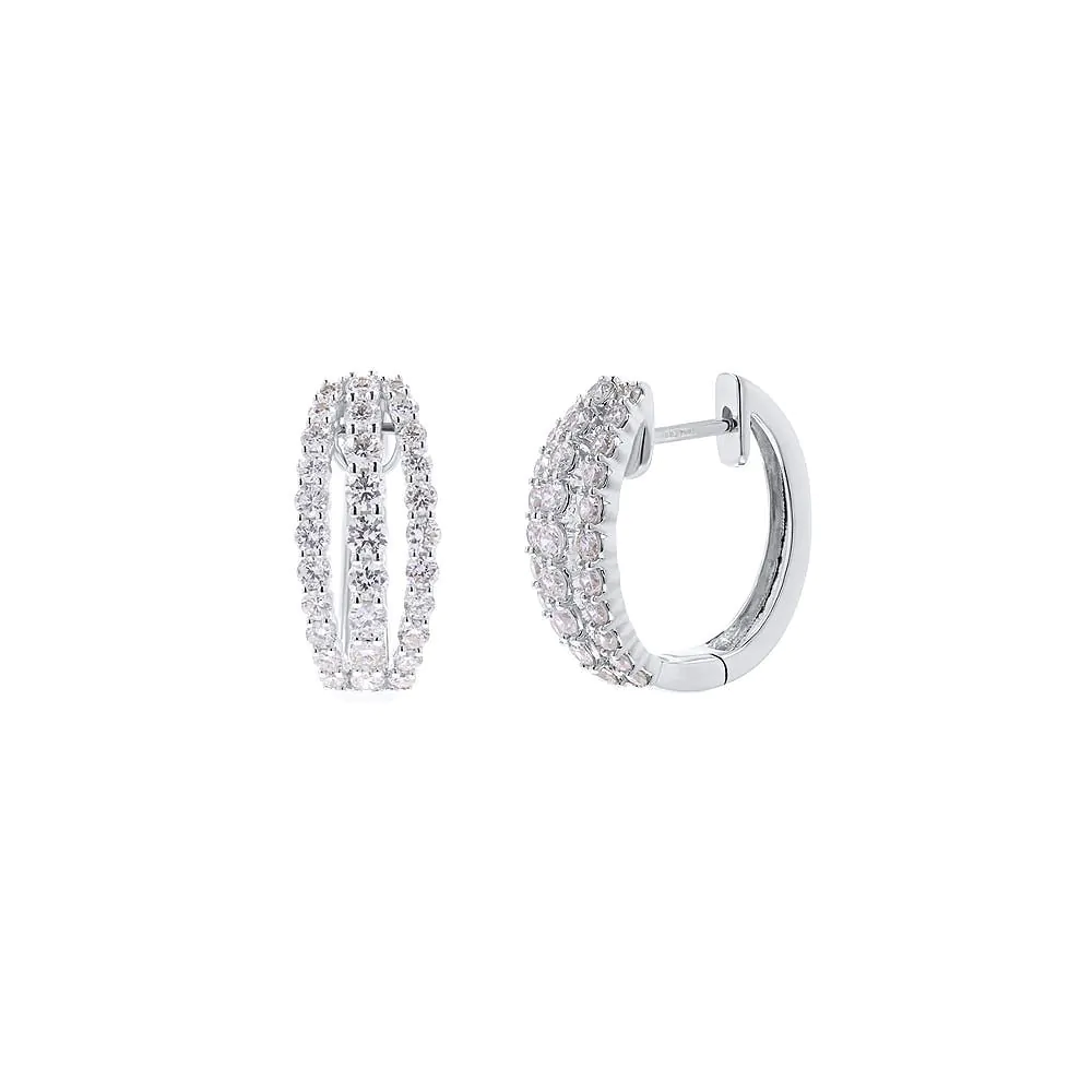 18ct White Gold 1.27ct Diamond Triple Hoop Earrings