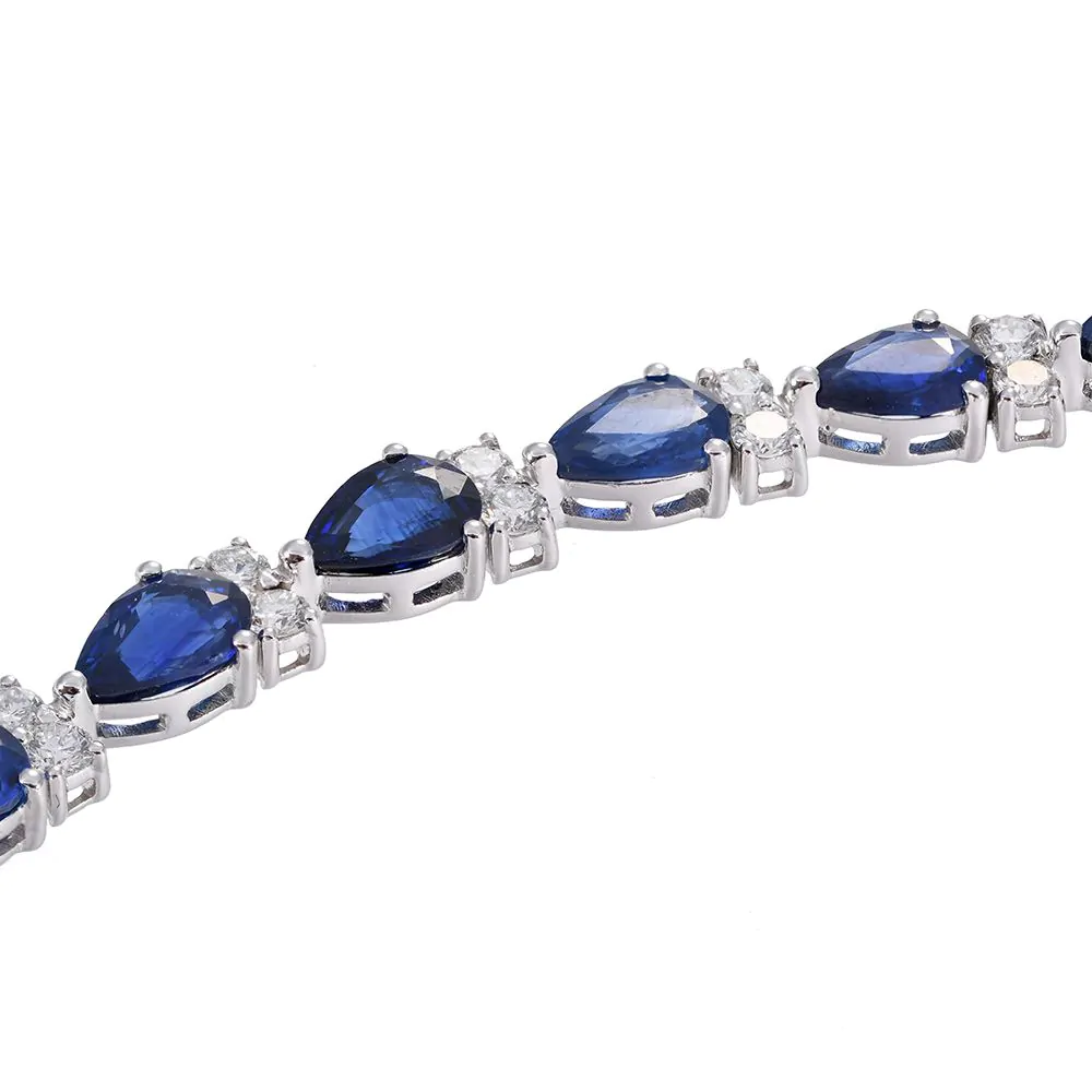 18ct White Gold Sapphire And Diamond Line Bracelet