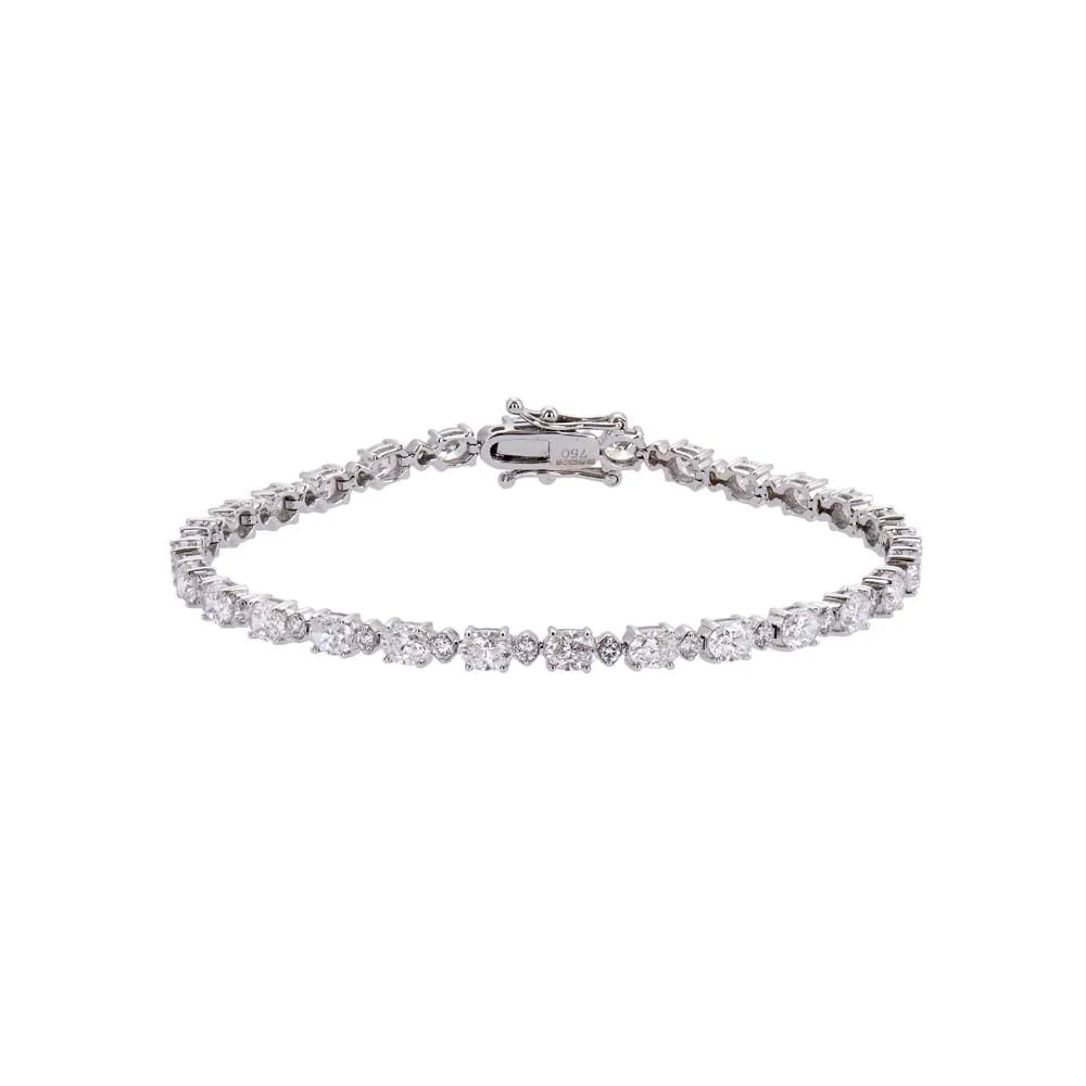 18ct white gold oval and round cut 6.04ct diamond line bracelet