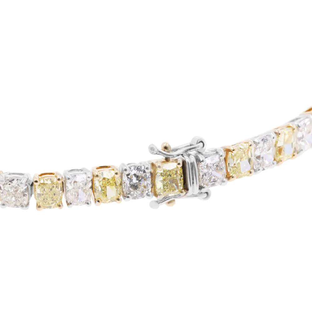 18ct Yellow & White Gold 9.14ct Yellow Diamond & 8.69ct White Diamond Line Bracelet