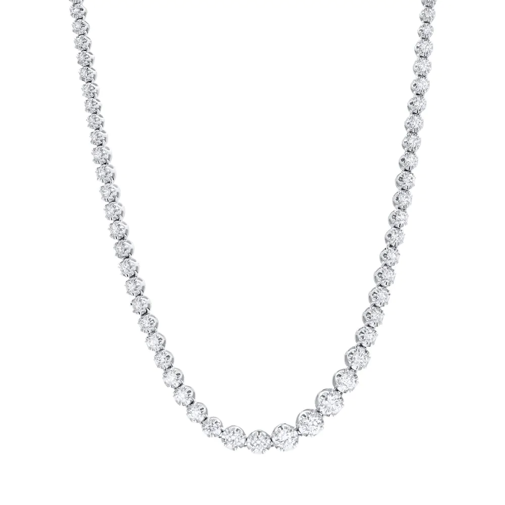 18ct White Gold 3.14ct Diamond Graduated Necklace