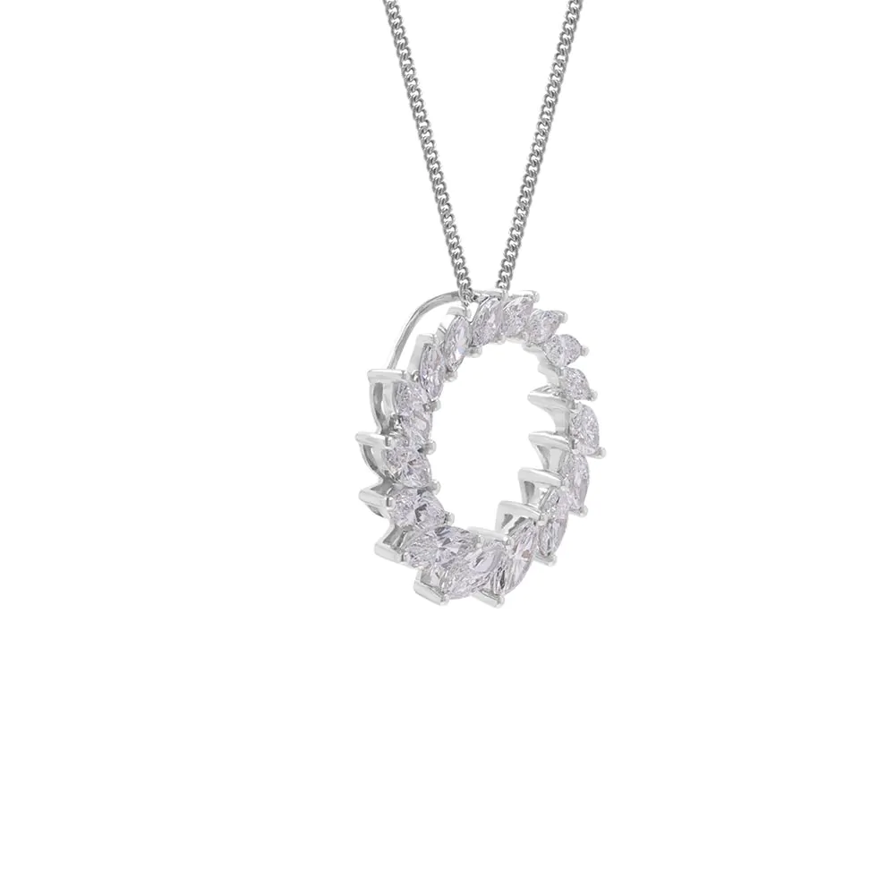18ct White Gold 1.78ct Marquise Cut Diamond Pendant and Chain