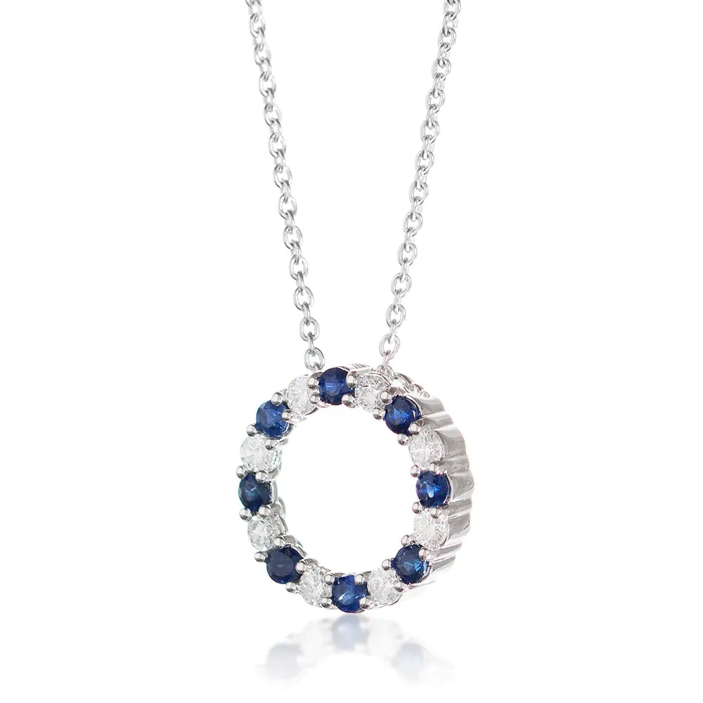 18ct Sapphire and Diamond Hoop Pendant And Chain