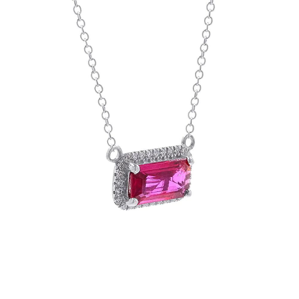 18ct White Gold 1.00ct Ruby and 0.11ct Diamond Pendant and Chain