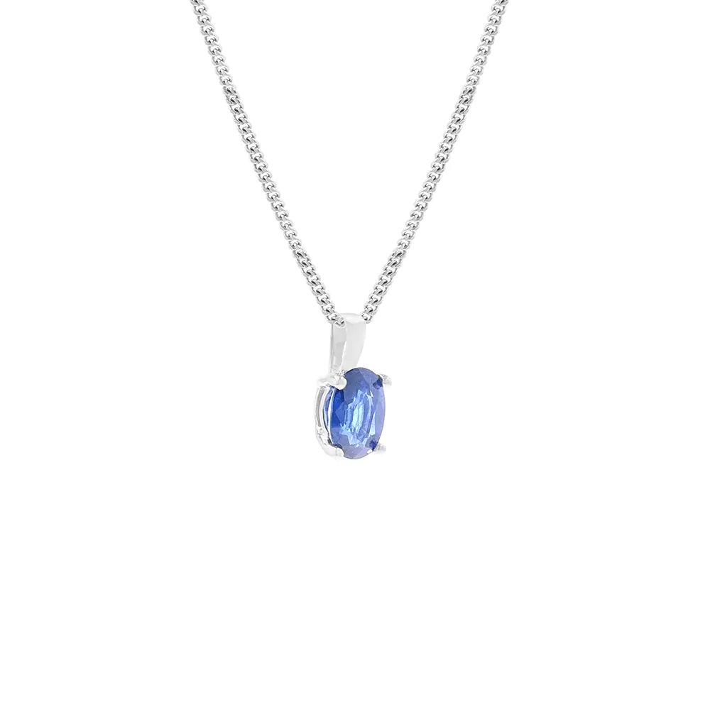 18ct White Gold 0.64ct Sapphire Pendant and Chain