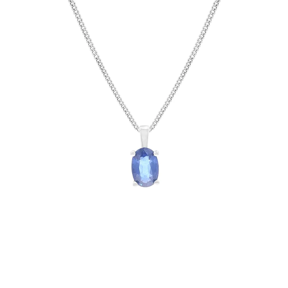 18ct White Gold 0.64ct Sapphire Pendant and Chain