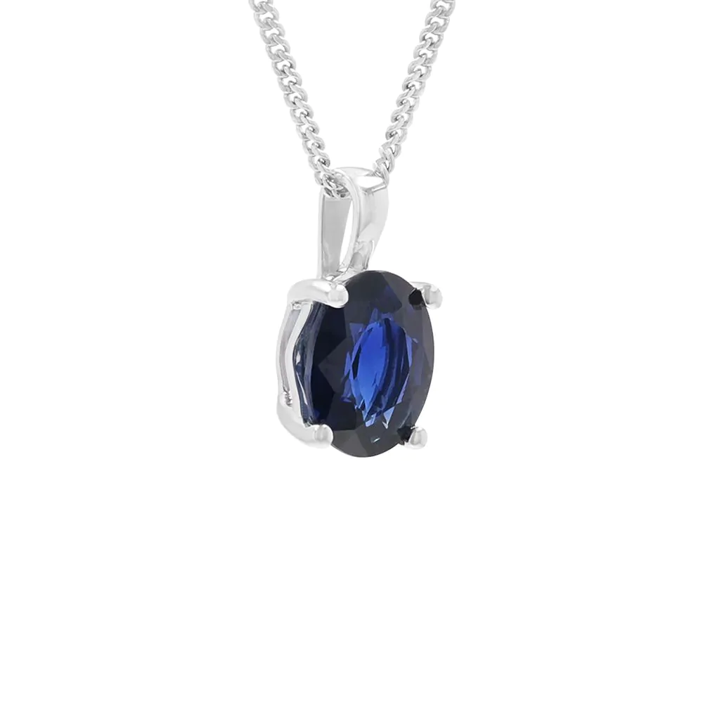 18ct White Gold 1.49ct Sapphire Pendant and Chain