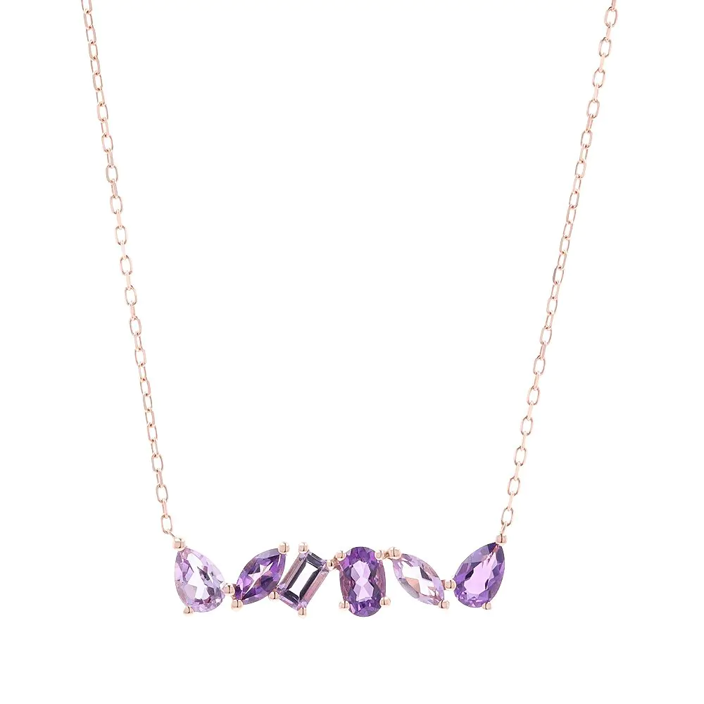 18ct Rose Gold 1.89ct Mixed Cut Amethyst Necklace