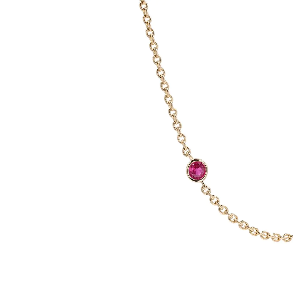 18ct Yellow Gold 0.27ct Ruby and 0.21ct Diamond Necklace