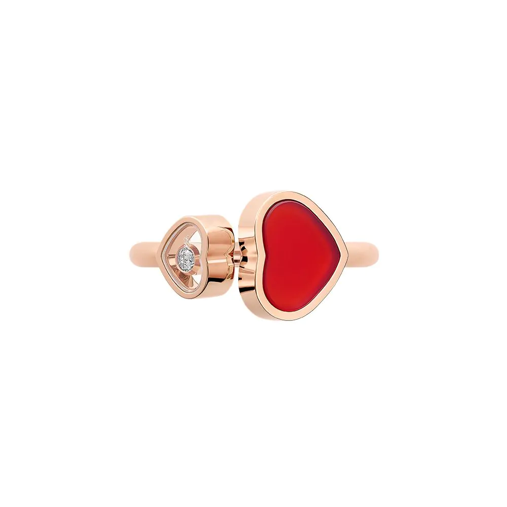 Chopard Happy Hearts 18ct Rose Gold, Red Carnelian and Diamond Ring 829482-5824