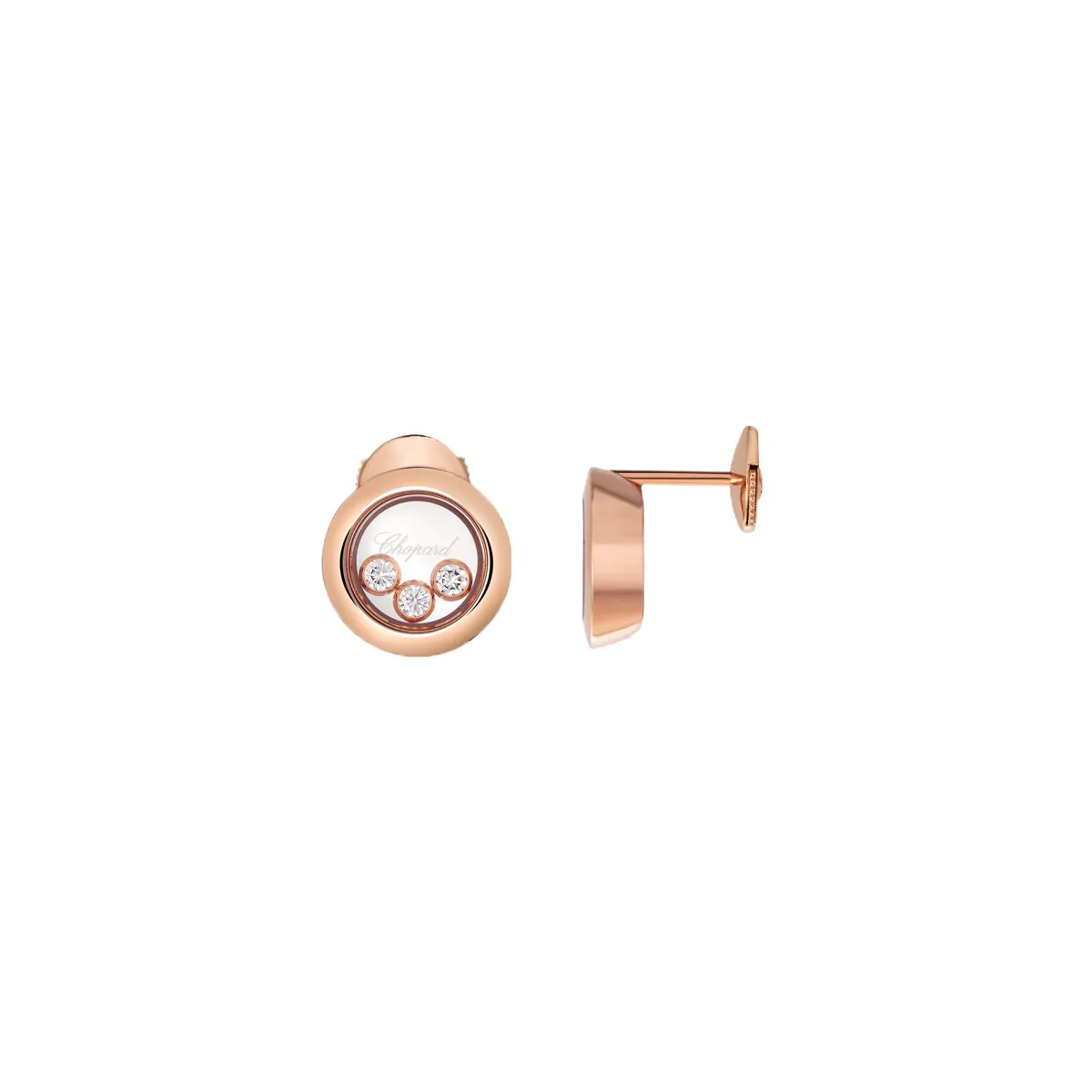 Chopard Happy Diamonds Icons 18ct Rose Gold & Diamond Stud Earrings 83A018-5001