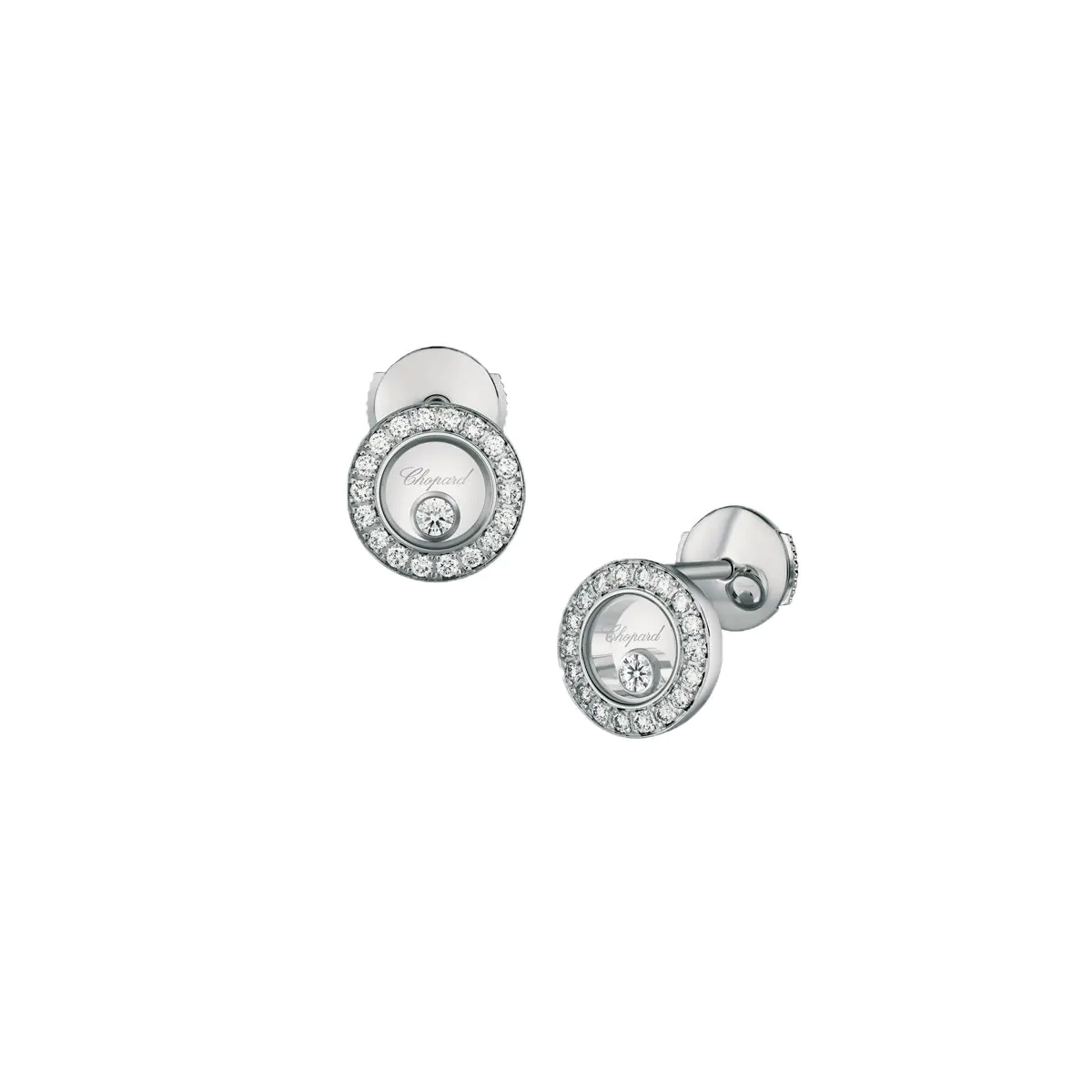 Chopard Happy Diamonds Icons 18ct White Gold & Diamond Earrings 83A017-1201
