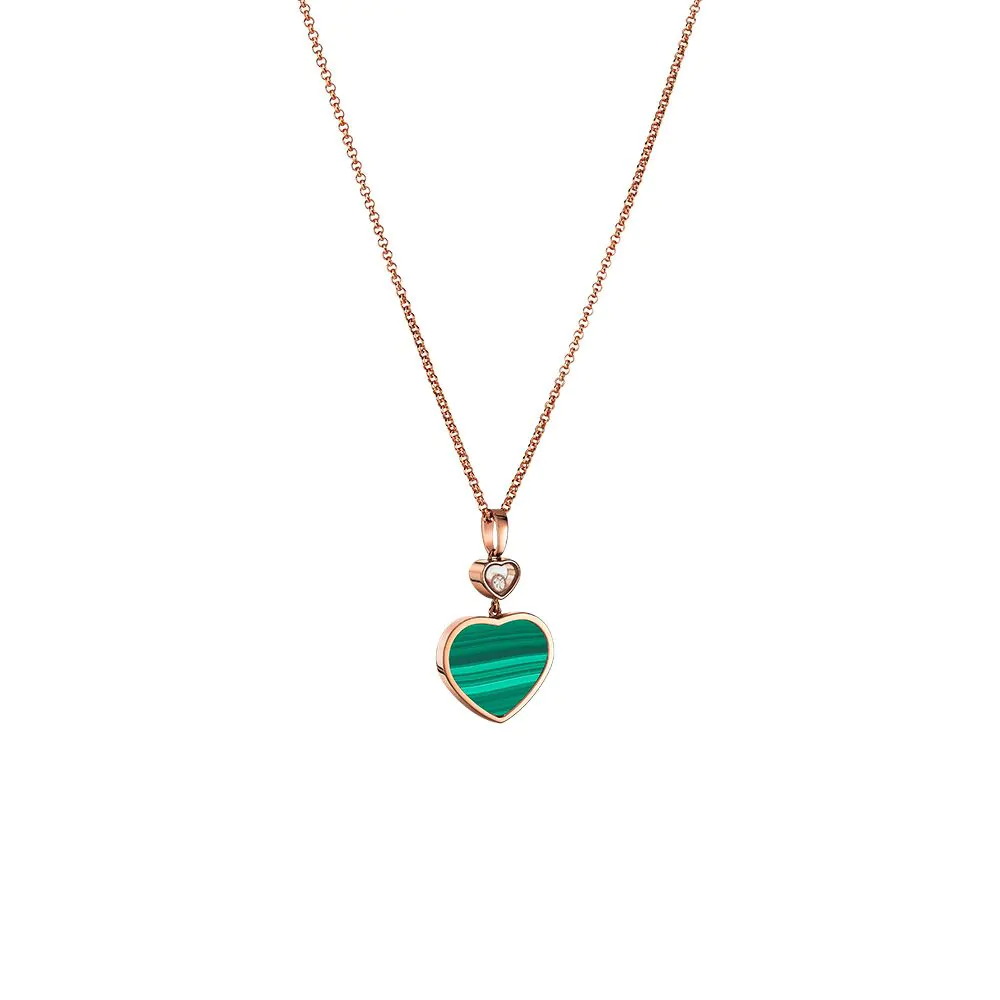 Chopard Happy Hearts 18ct Rose Gold, Green Malachite and Diamond Pendant 797482-5151
