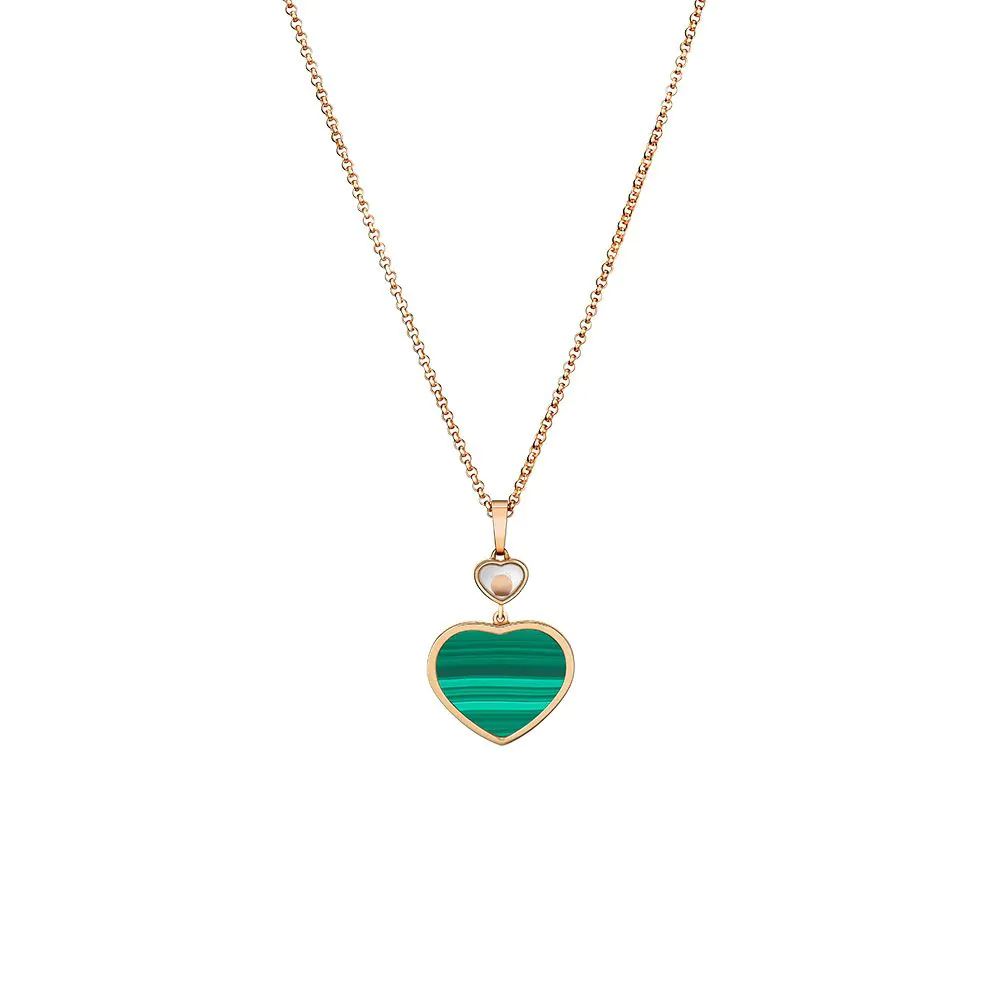Chopard Happy Hearts 18ct Rose Gold, Green Malachite and Diamond Pendant 797482-5151