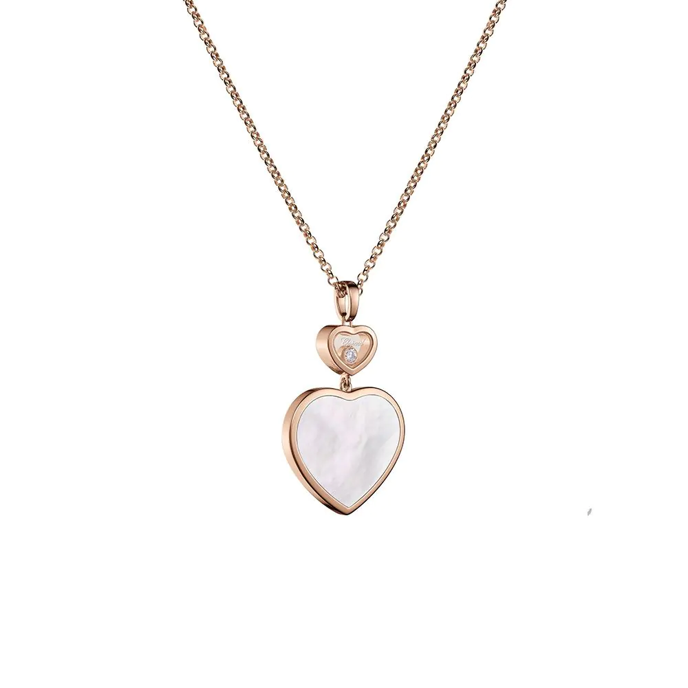 Chopard Happy Hearts 18ct Rose Gold, Mother of Pearl and Diamond Pendant 79A075-5301