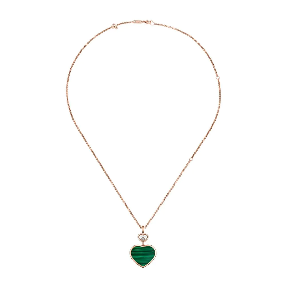 Chopard Happy Hearts 18ct Rose Gold, Green Malachite and Diamond Pendant 79A075-5151