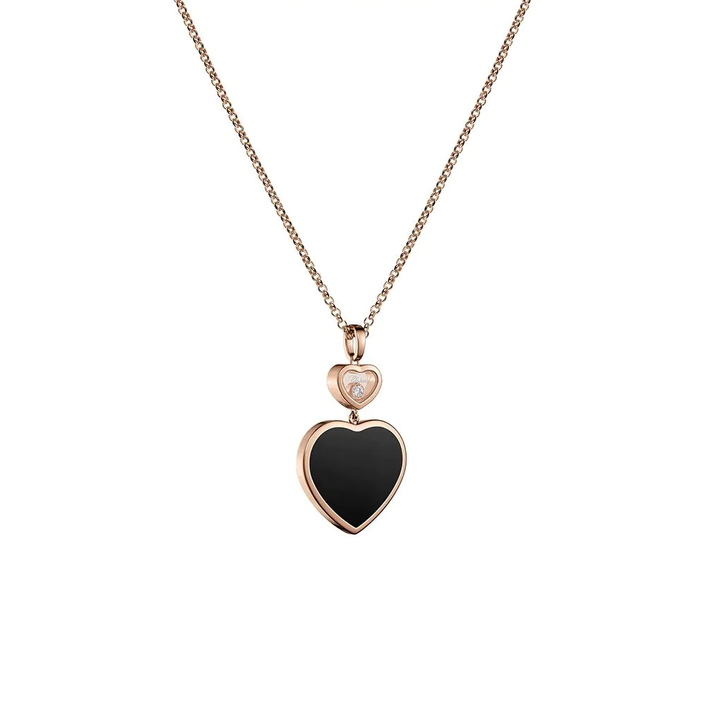 Chopard Happy Hearts 18ct Rose Gold, Black Onyx and Diamond Pendant 79A075-5201