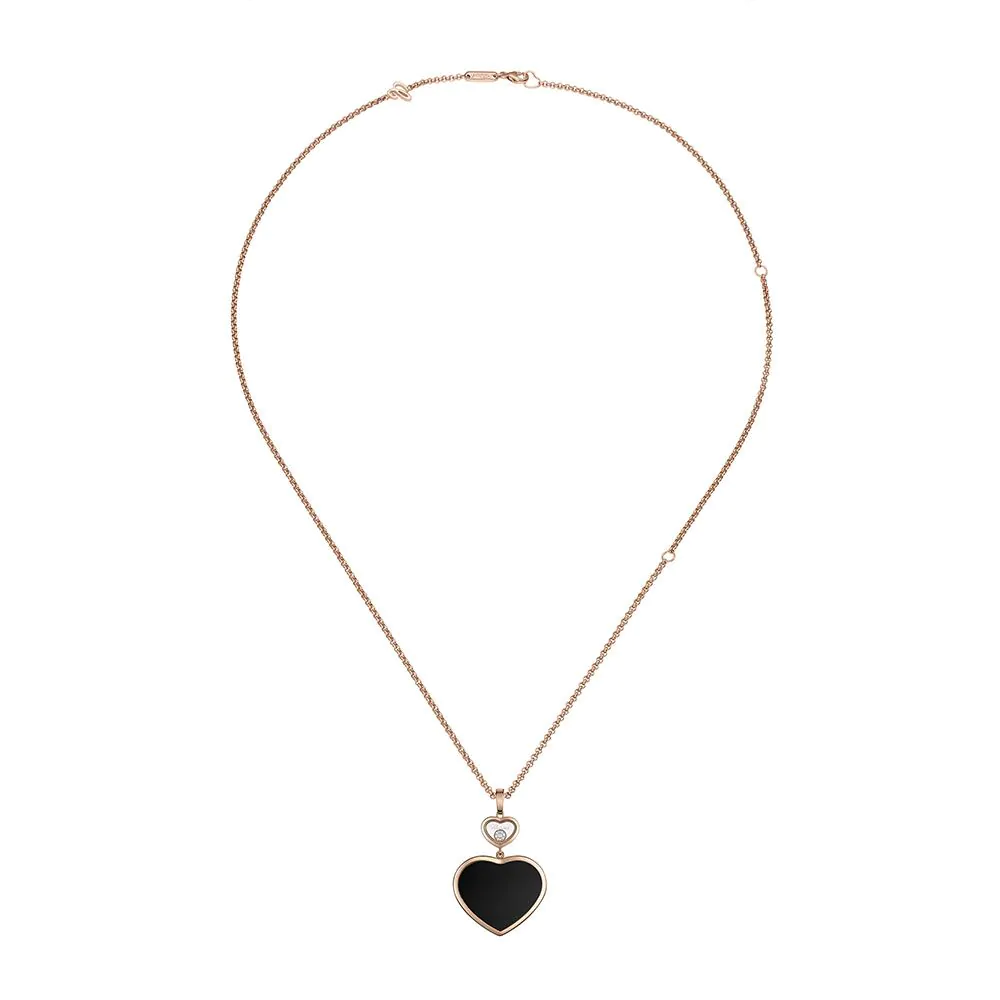 Chopard Happy Hearts 18ct Rose Gold, Black Onyx and Diamond Pendant 79A075-5201