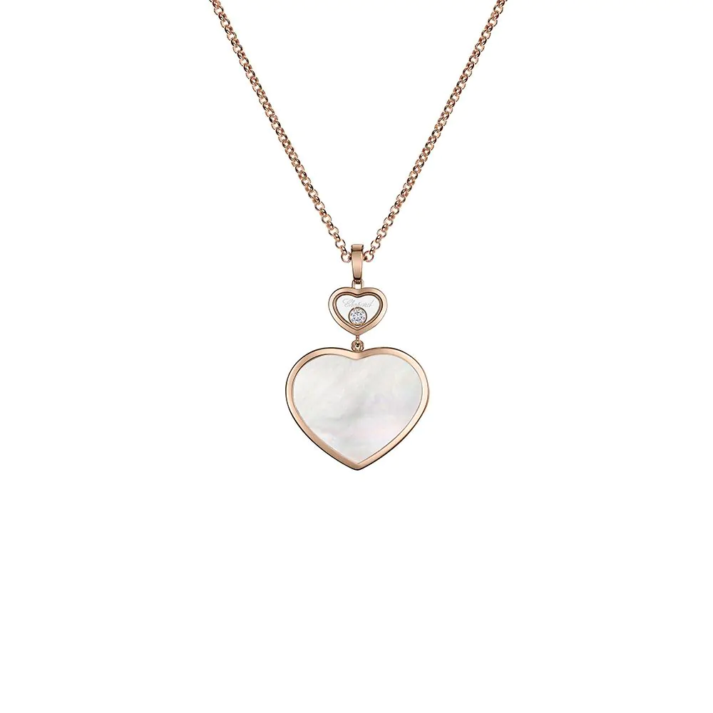 Chopard Happy Hearts 18ct Rose Gold, Mother of Pearl and Diamond Pendant 79A075-5301
