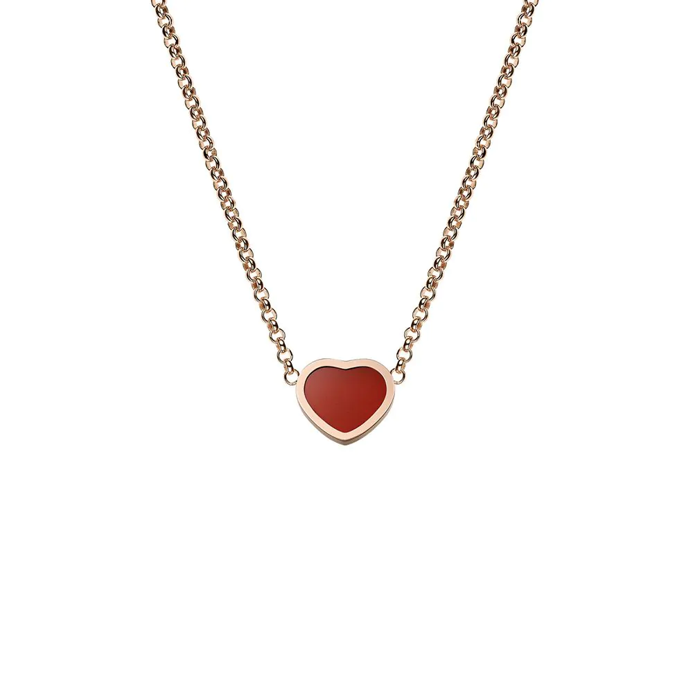 Chopard My Happy Hearts 18ct Rose Gold & Red Carnelian Necklace 81A086-5801