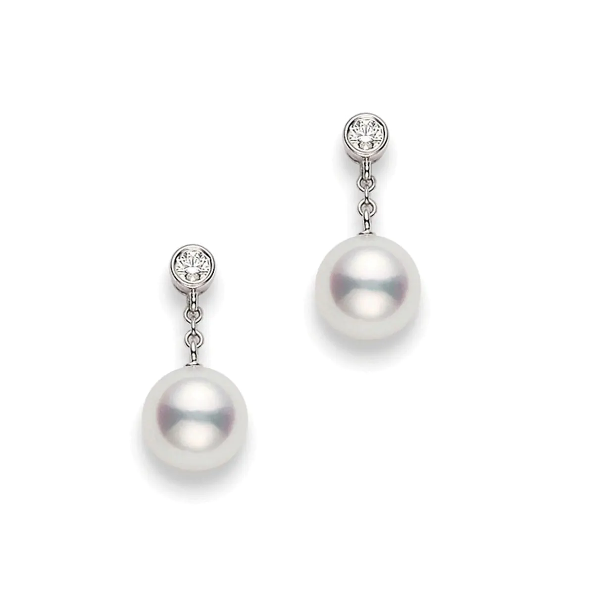 Mikimoto Classic 18ct White Gold Akoya Pearl & Diamond Earrings