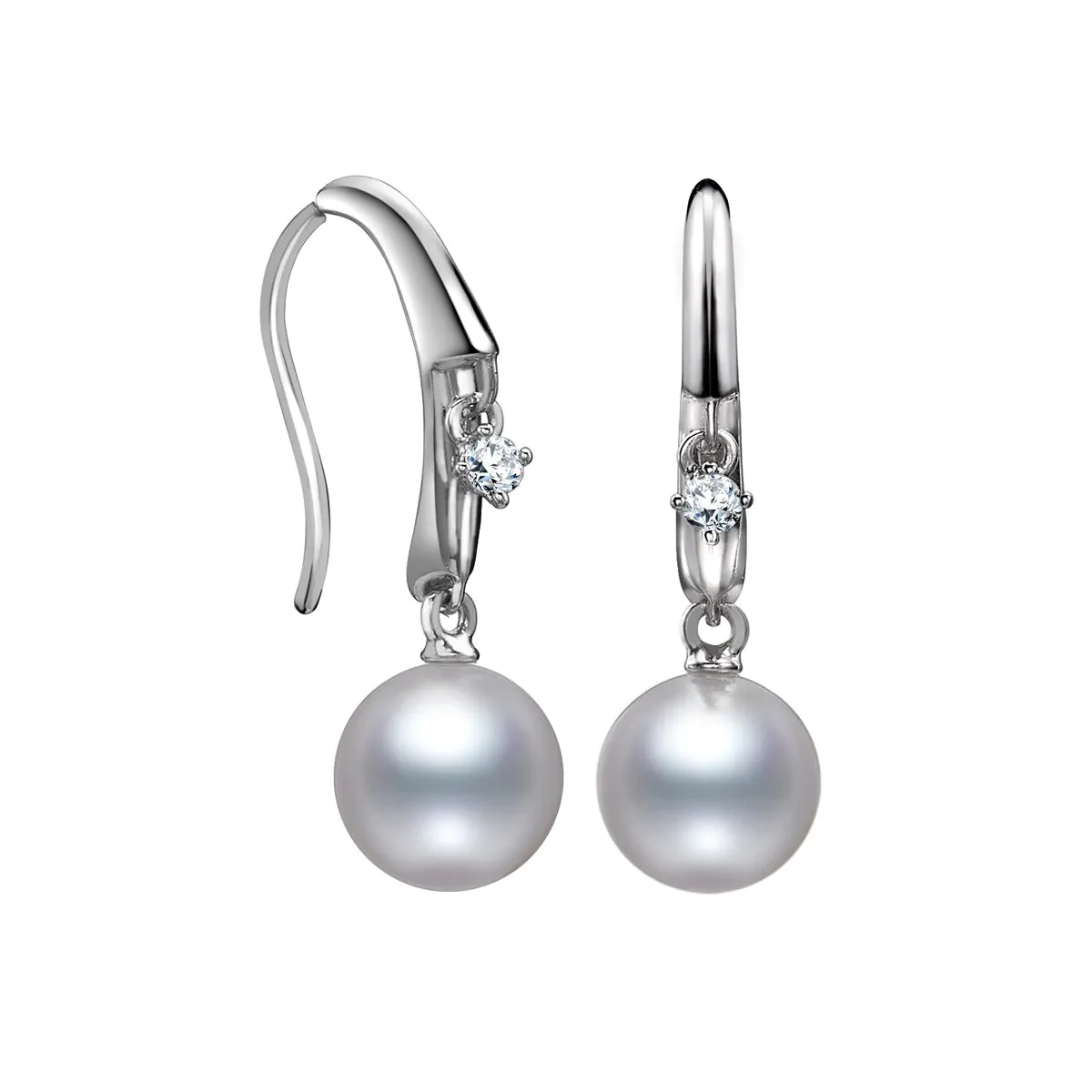 Mikimoto 18ct White Gold  Pearl and Diamond Earrings