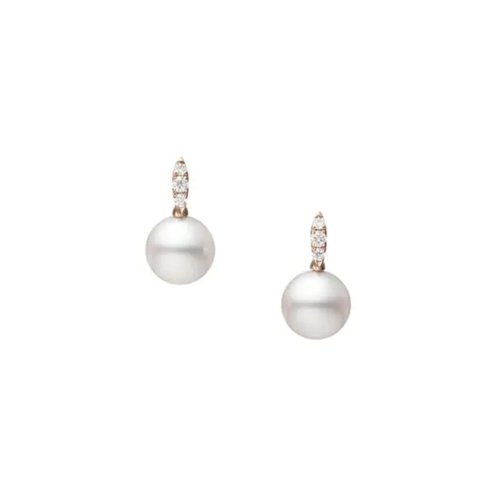 Akoya Cultured Pearl Earrings 1/20 ct tw Diamonds Round 14K White Gold |  Jared