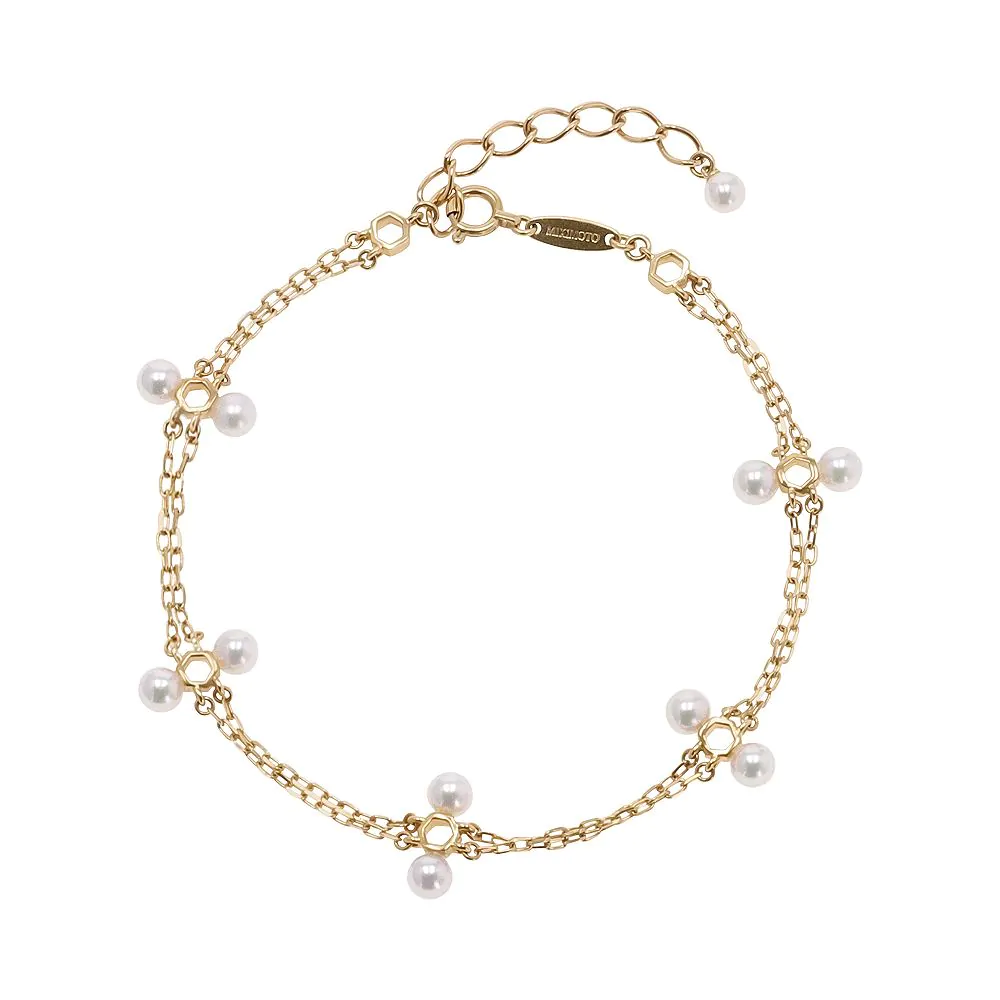 Mikimoto 3 Strand Silver Clasp 6mm Pearl Bracelet 7.2… - Gem