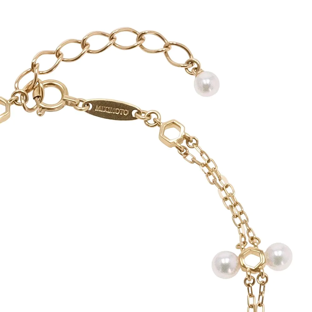 Mikimoto 18ct Yellow Gold Pearl Double Chain Bracelet