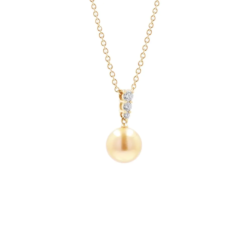 Mikimoto Morning Dew 18ct Yellow Gold Pearl & 0.24ct Diamond Pendant