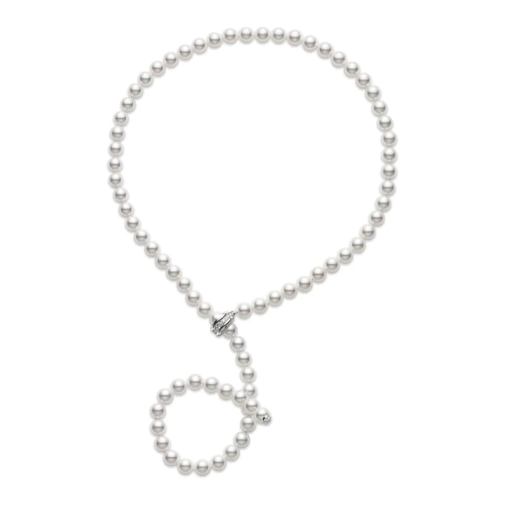 Mikimoto 18ct White Gold Classic Collection Pearl and Diamond Lariat UZ70722WGW30
