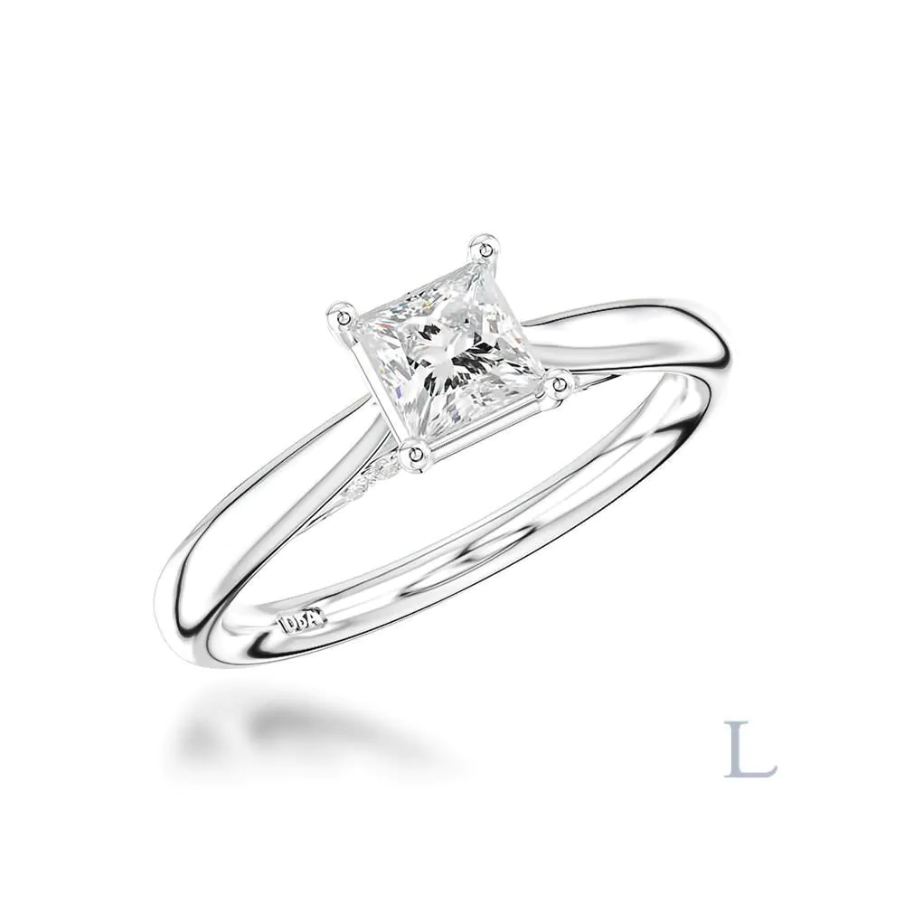 Platinum 0.50ct E VS2 Princess Cut Diamond Solitaire Ring