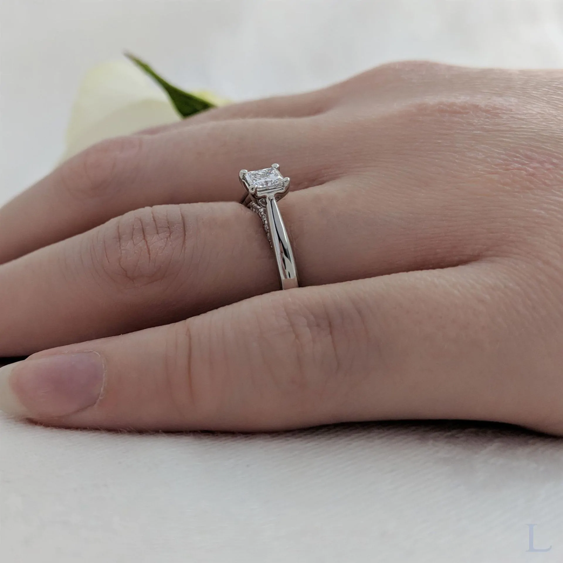 Platinum 0.30ct F SI1 Princess Cut Diamond Solitaire Ring