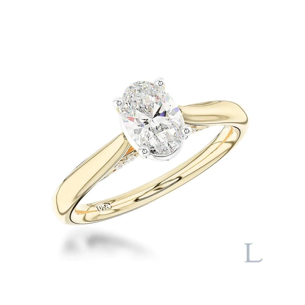 18ct Yellow Gold & Platinum 0.50ct G VVS2 Oval Cut Diamond Solitaire Ring