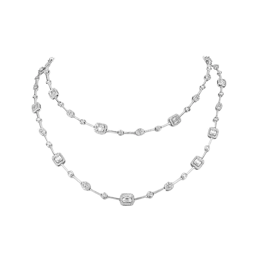 18ct White Gold Long Line Diamond Necklace - Laings