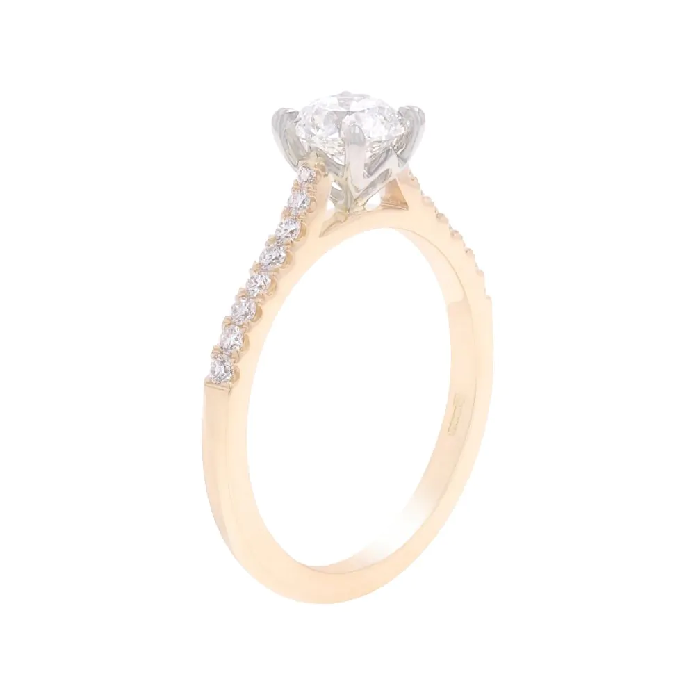 Wendy 18ct Yellow Gold and Platinum 0.70ct Brilliant Cut Diamond Solitaire Ring