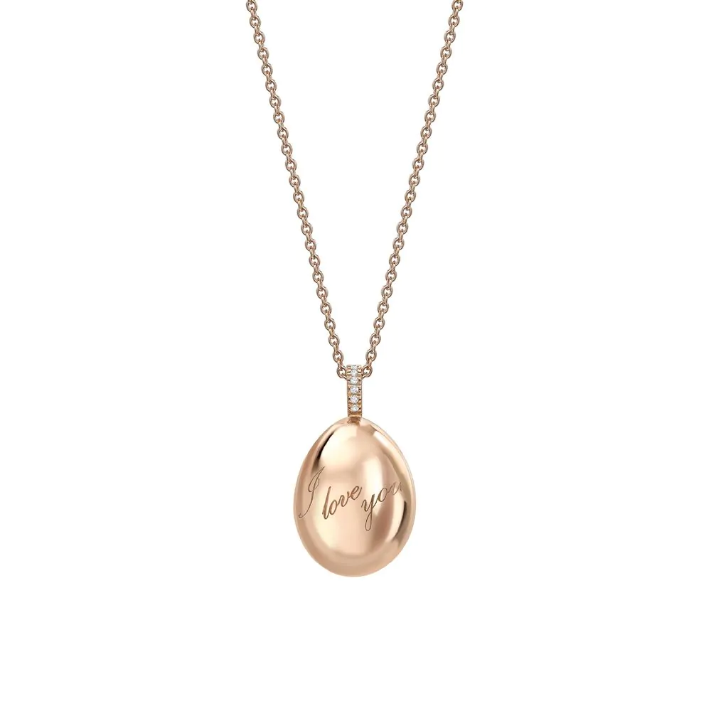Fabergé Essence Rose Gold 'I Love You' Egg Pendant 409FP745