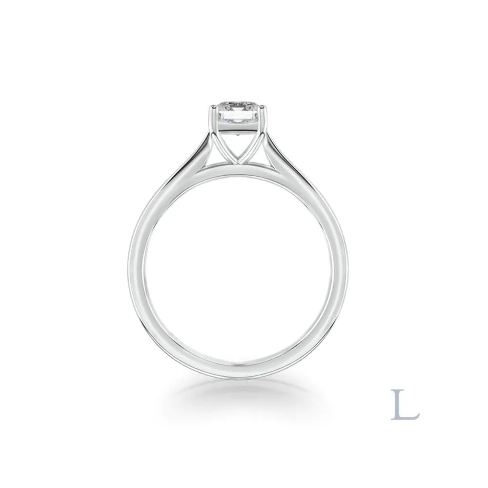 Platinum 0.34ct F VS2 Emerald Cut Diamond Solitaire Ring