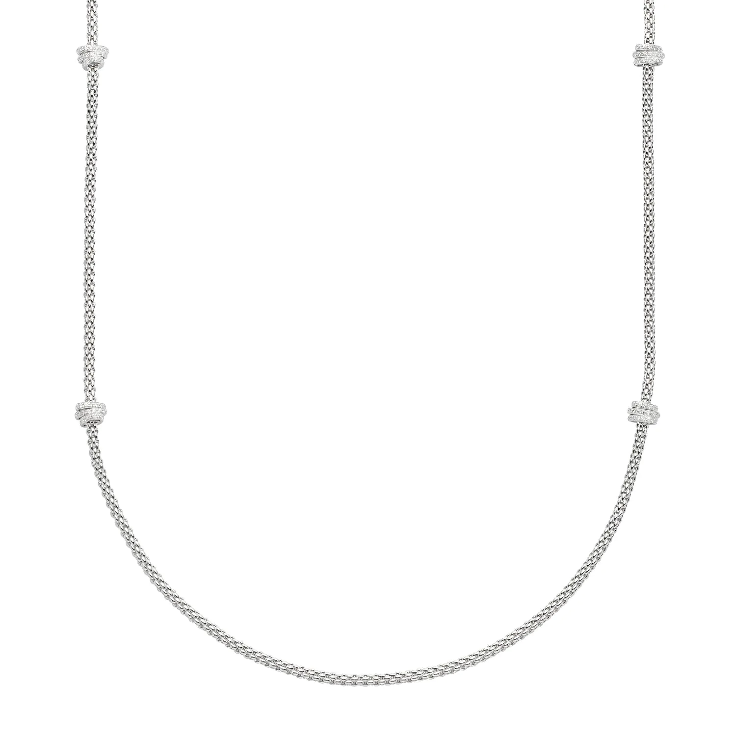 Fope Prima 18ct White Gold Rope Necklace 1.24ct Diamond Set