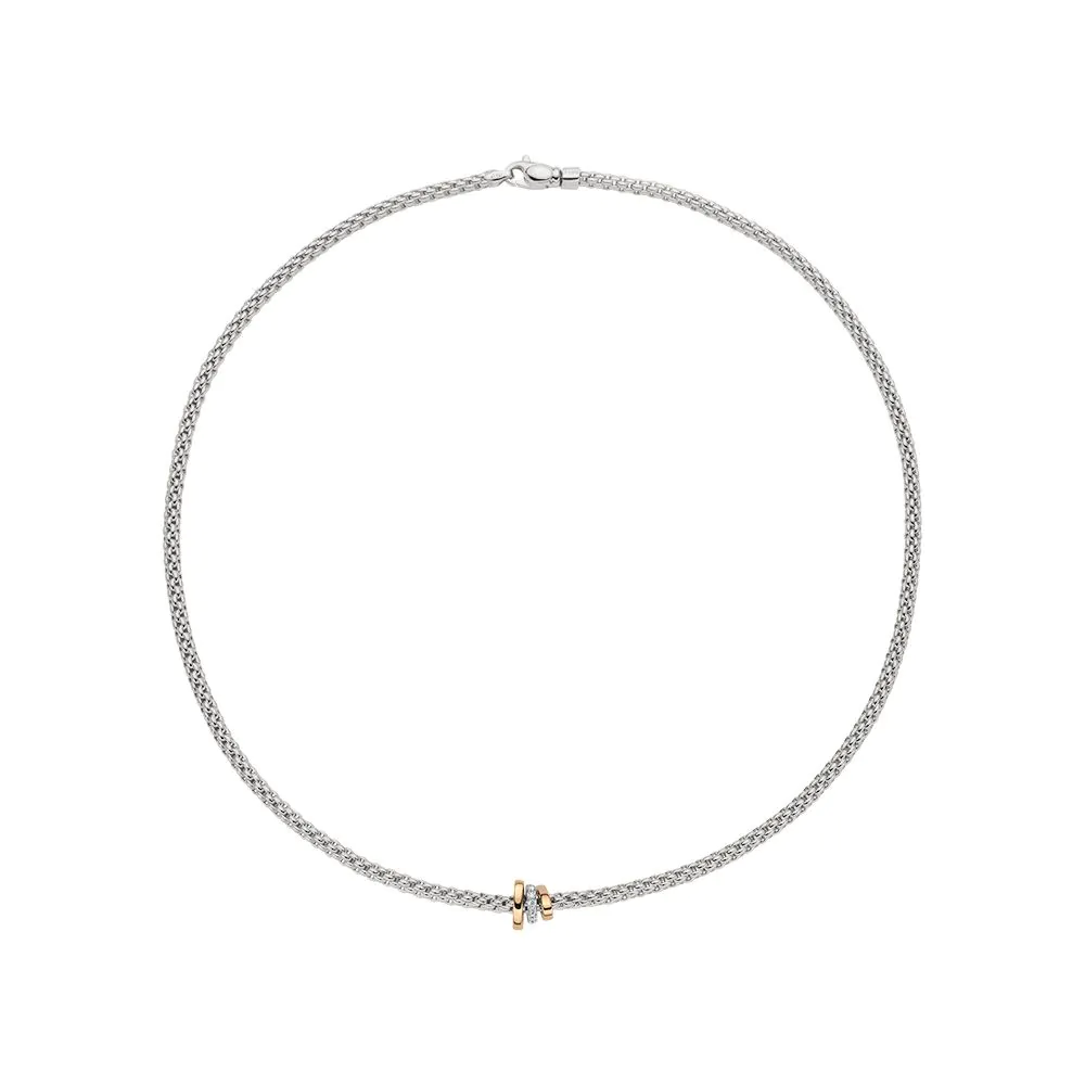 Fope Prima 18ct White Gold Rope Necklace with 0.10ct Diamonds