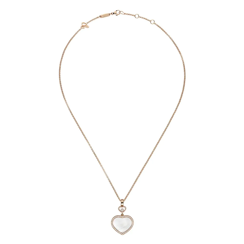 Chopard Happy Hearts 18ct Rose Gold, White Mother of Pearl & Diamond Necklace 79A074-5301