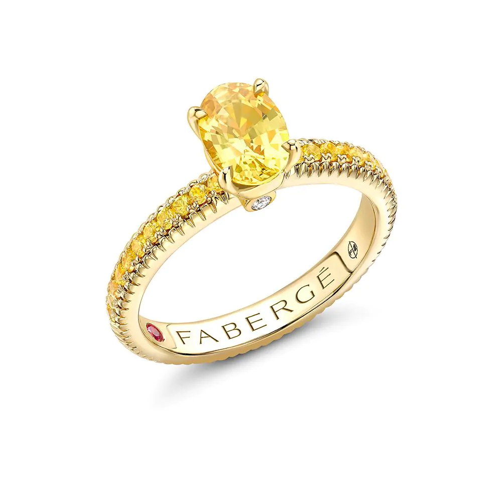 Fabergé Colours of Love Yellow Gold Yellow Sapphire Fluted Ring with Yellow Sapphire Shoulders 831RG
